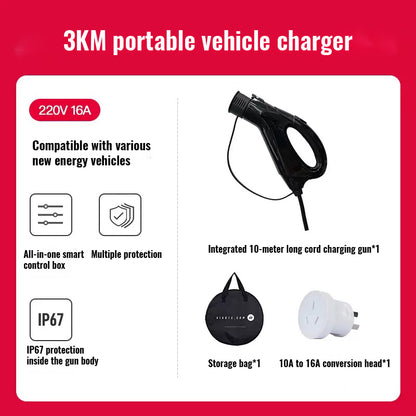 3kW Tesla Portable Charging Gun