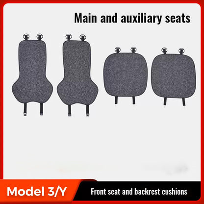 Tesla Model3/Y Summer Cotton And Linen Car Seat Cushion