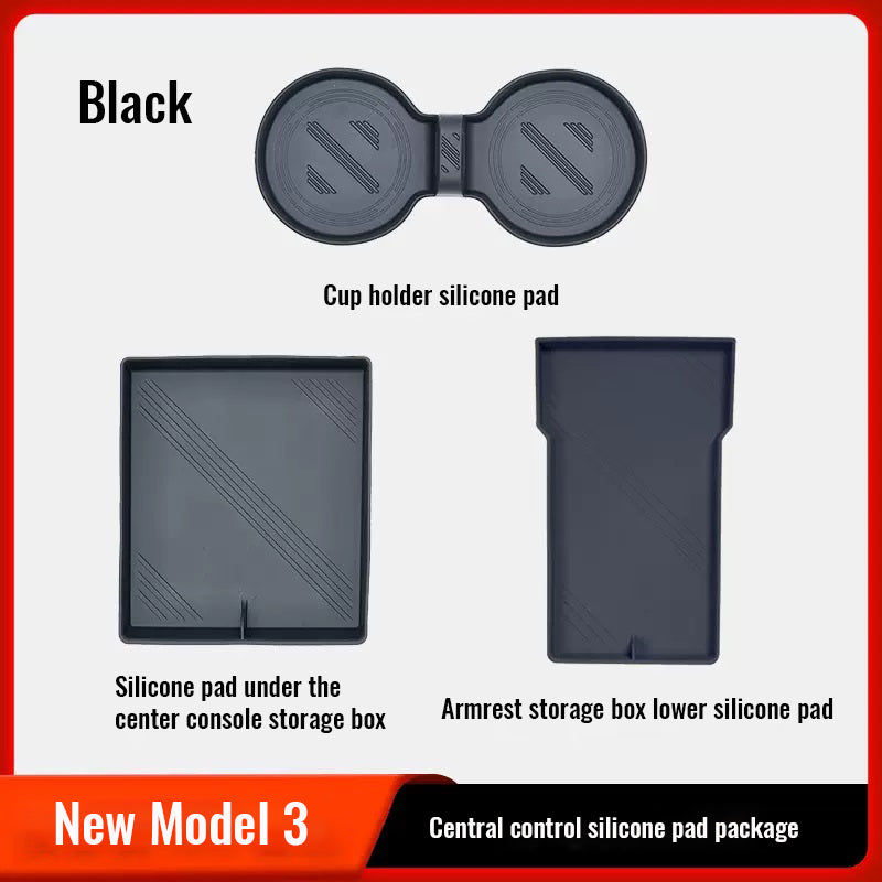 Tesla New Model 3 Of The Central Control Cup Holder Silicone Pad Storage Box